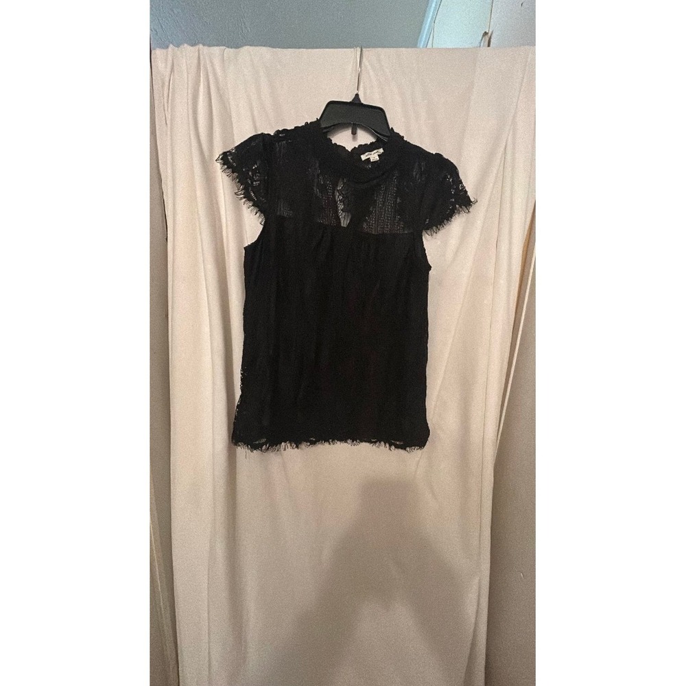 Ultra Pink Black Lace High Neck Top